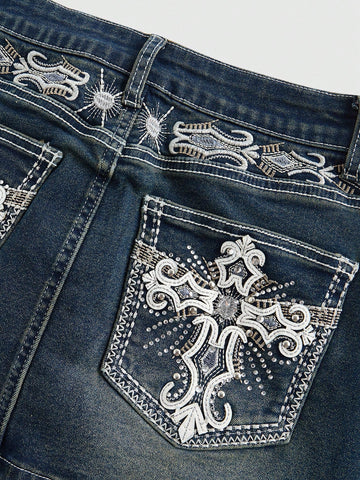 ROMWE Grunge Punk Top corto y falda mini ceñida con detalles bordados de cruz y alas en estilo vintage Y2K, incluye leggings