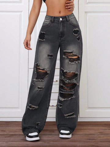 Jeans De Pierna Rasgada Y Acampanada