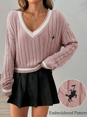 Jersey informal de cuello en V profundo de manga larga, elegante y suave