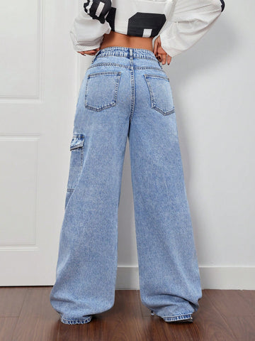 Jeans rectos de pierna suelta y casual con lazo, jeans holgados con lazo, ropa de clima frío, pantalones de invierno para mujer, pantalones navideños, jeans de mujer, jeans holgados de talle bajo con lazo, jeans de mezclilla con lazo, jeans de ca