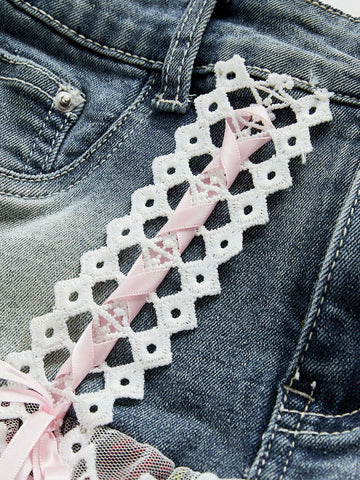 Minifalda de estilo "Pure Lust" con parches de cuadros y denim