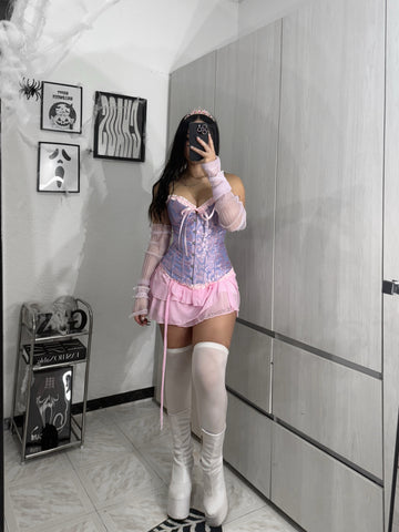 Disfraz Rapunzel (corset, falda , guantes, corona)