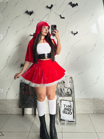 Disfraz Caperucita Roja ref 02 (capa, falda, top, corsé)