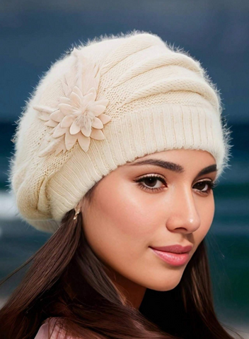 Boina de mujer de punto cómoda - Gorro de invierno de acrílico cálido y elástico con orejeras
