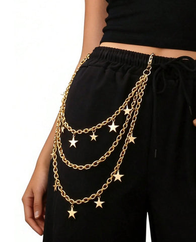 Cadena de cintura de estilo punk, doble capa, accesorio