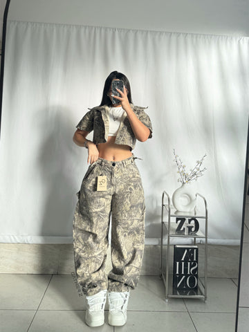 Set Kira estampado hojas