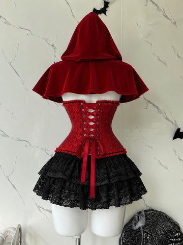 Disfraz Caperucita(corset, falda talla única , medias, guantes)