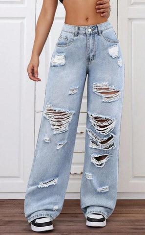 Jeans De Pierna Rasgada Y Acampanada