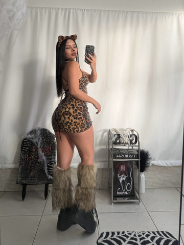 Disfraz Leopardo (orejas, polainas, vestido)