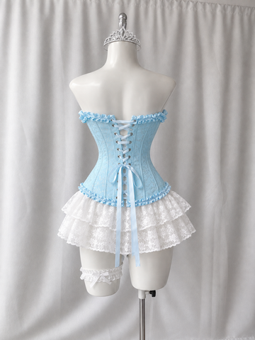 Disfraz cenicienta (corset, guantes, falda, medias, corona )