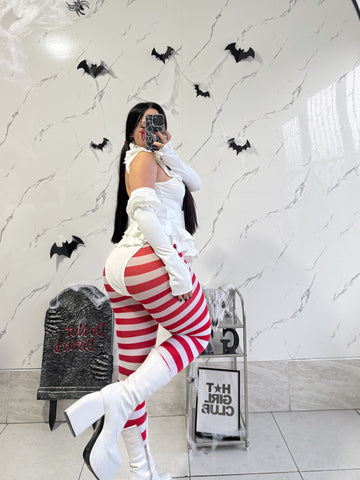 Disfraz payasa (mangas, body, medias)