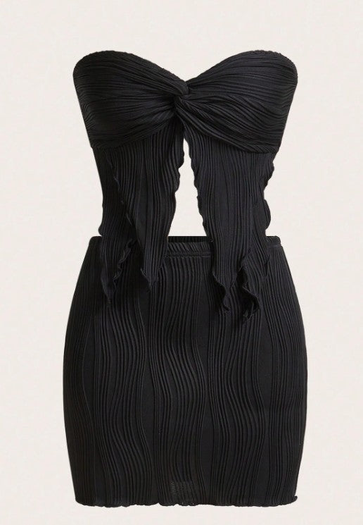 Conjunto girante delantero bajo asimétrico Top tubo corto & Falda ajustada