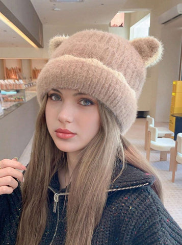 Gorro de punto con orejas cálido para invierno