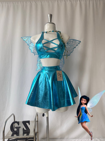 Disfraz hadas Tinkerbell (top, falda , alas)