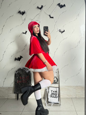 Disfraz Caperucita Roja ref 02 (capa, falda, top, corsé)