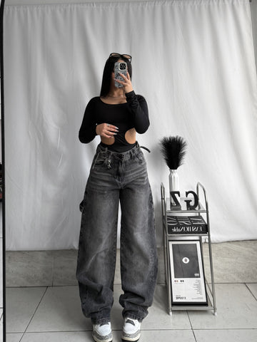 Baggy carpintero gris con ajuste