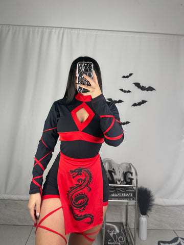 Disfraz ninja (enterizo, katana)