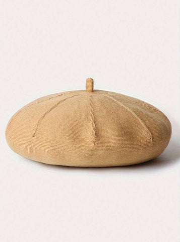1 pieza Boina artística retro elegante de lana sencilla, cálida y cortavientos para otoño/invierno con forma de calabaza