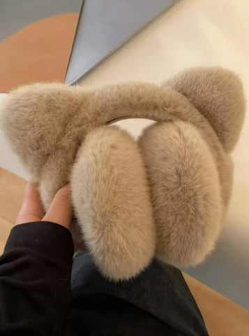 Orejeras de invierno con orejas de gato de felpa,  plegables