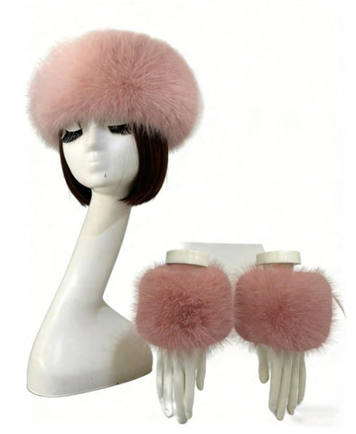 Gorro de punto de unicolor y puños de acrílico esponjoso, con ribete esponjoso