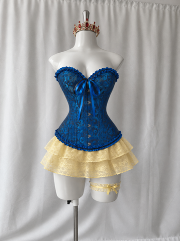 Disfraz Blanca Nieves y villana ref 02 (corset, corona, guantes, medias, falda)