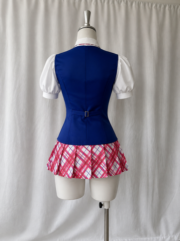 Disfraz Barbie escuela de princesa (chaleco, camisa, falda, corbata, corona)