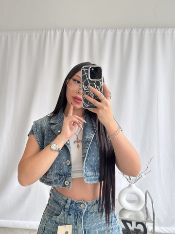 Set Sofi wide leg (horma pequeña) incluye camisa y jeans