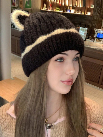 Gorro de punto con orejas cálido para invierno
