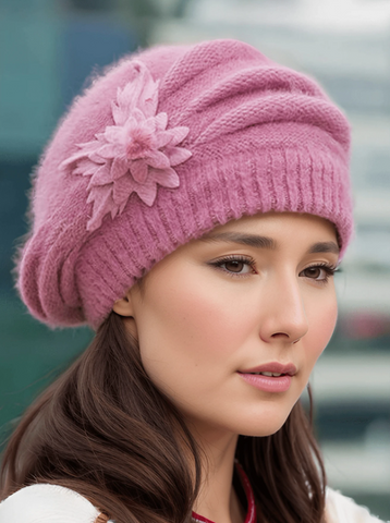 Boina de mujer de punto cómoda - Gorro de invierno de acrílico cálido y elástico con orejeras