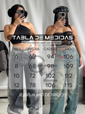 Jean humo con brillos