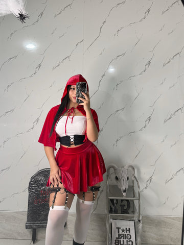 Disfraz Caperucita Roja ref 02 (capa, falda, top, corsé)