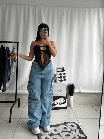 Jeans cargo azul
