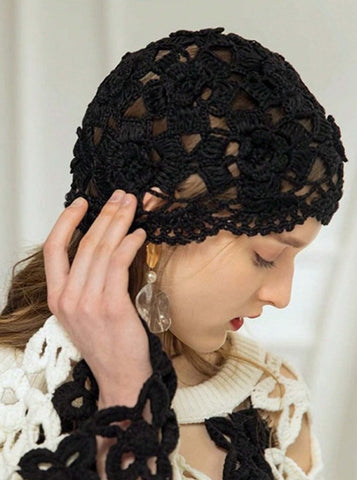 Gorro hecho a mano de punto de ganchillo en unicolor, gorro holgado y transpirable