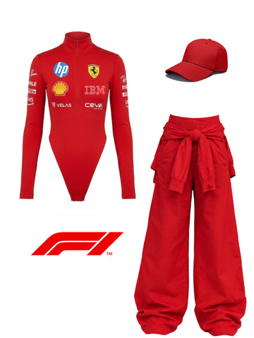 Disfraces Fórmula 1 , Redbull y Mercedes mujer ref 02( body , overol , gorra)