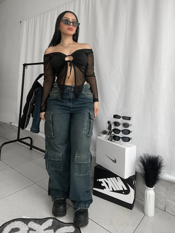 Jeans cargo azul