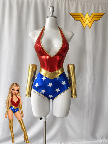 Disfraz mujer maravilla (body+mangas)