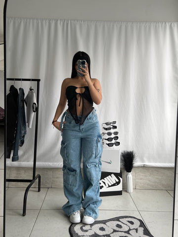 Jeans cargo azul