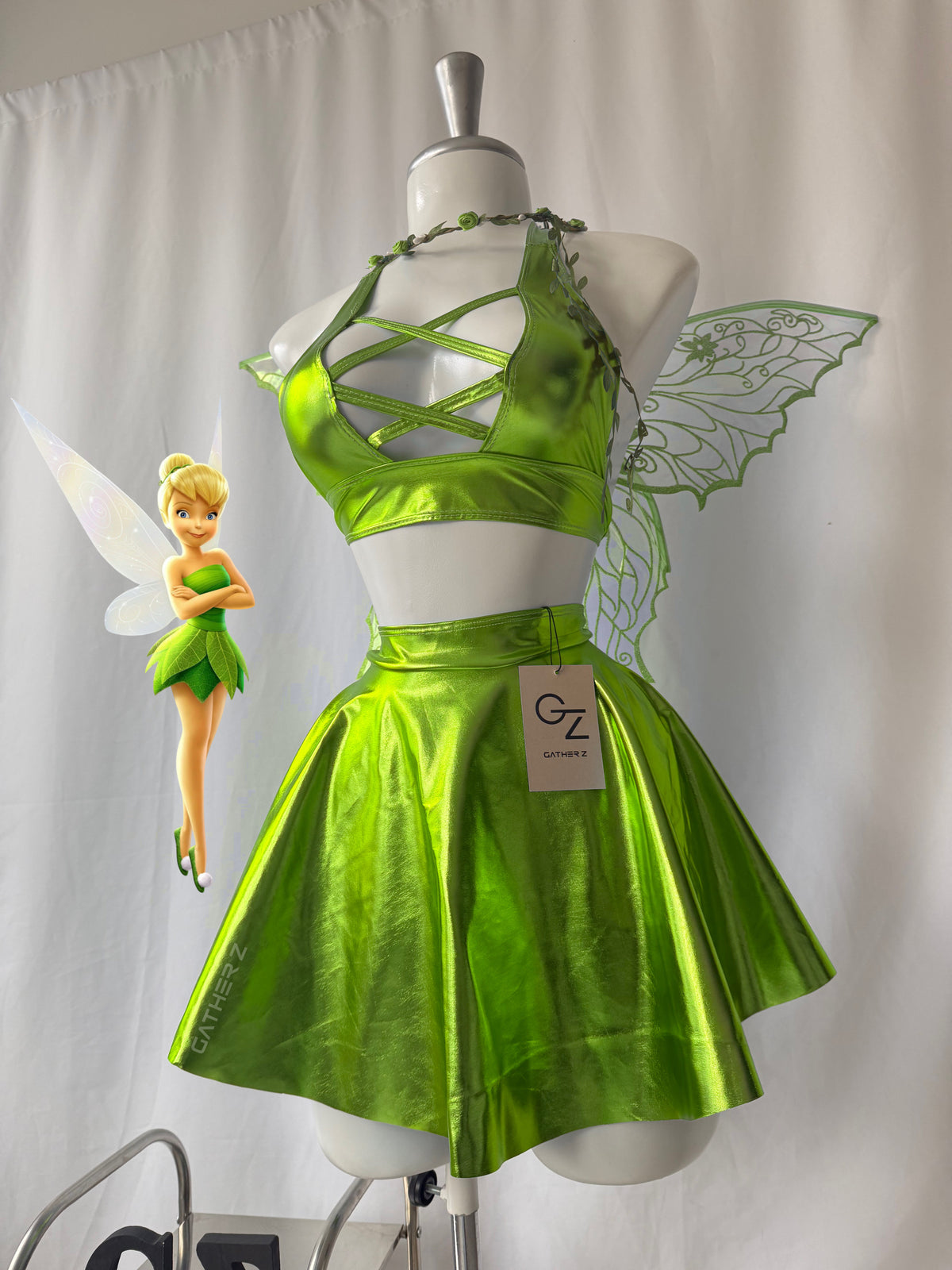Disfraz hadas Tinkerbell (top, falda , alas)