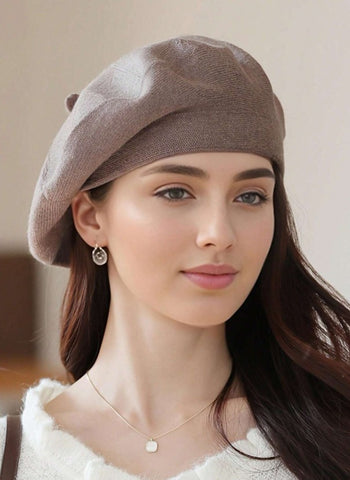 1 pieza Boina artística retro elegante de lana sencilla, cálida y cortavientos para otoño/invierno con forma de calabaza