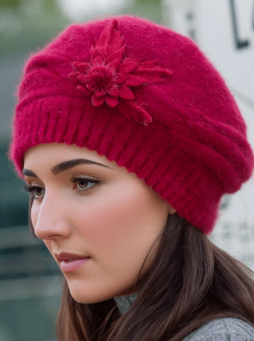 Boina de mujer de punto cómoda - Gorro de invierno de acrílico cálido y elástico con orejeras