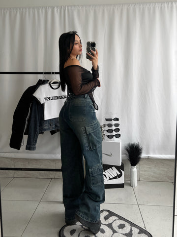 Jeans cargo azul