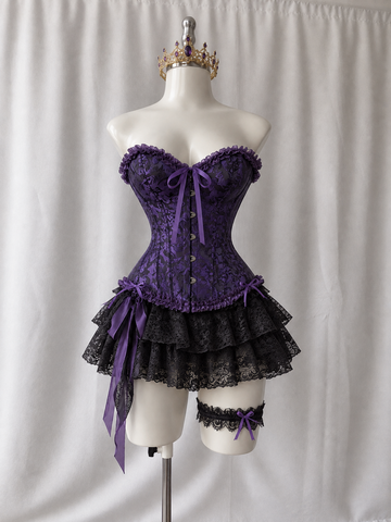 Disfraz Blanca Nieves y villana ref 02 (corset, corona, guantes, medias, falda)