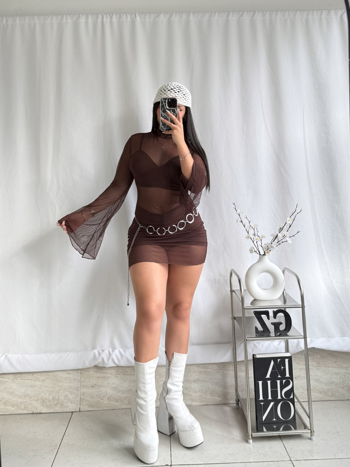 Vestido de malla (incluye top y short)