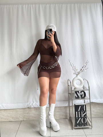 Vestido de malla (incluye top y short)