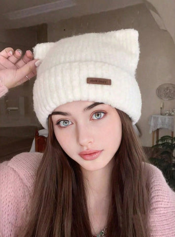 Gorro de punto con orejas cálido para invierno