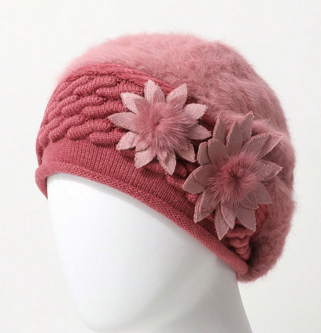 Boina de mujer de punto cómoda - Gorro de invierno de acrílico cálido y elástico con orejeras