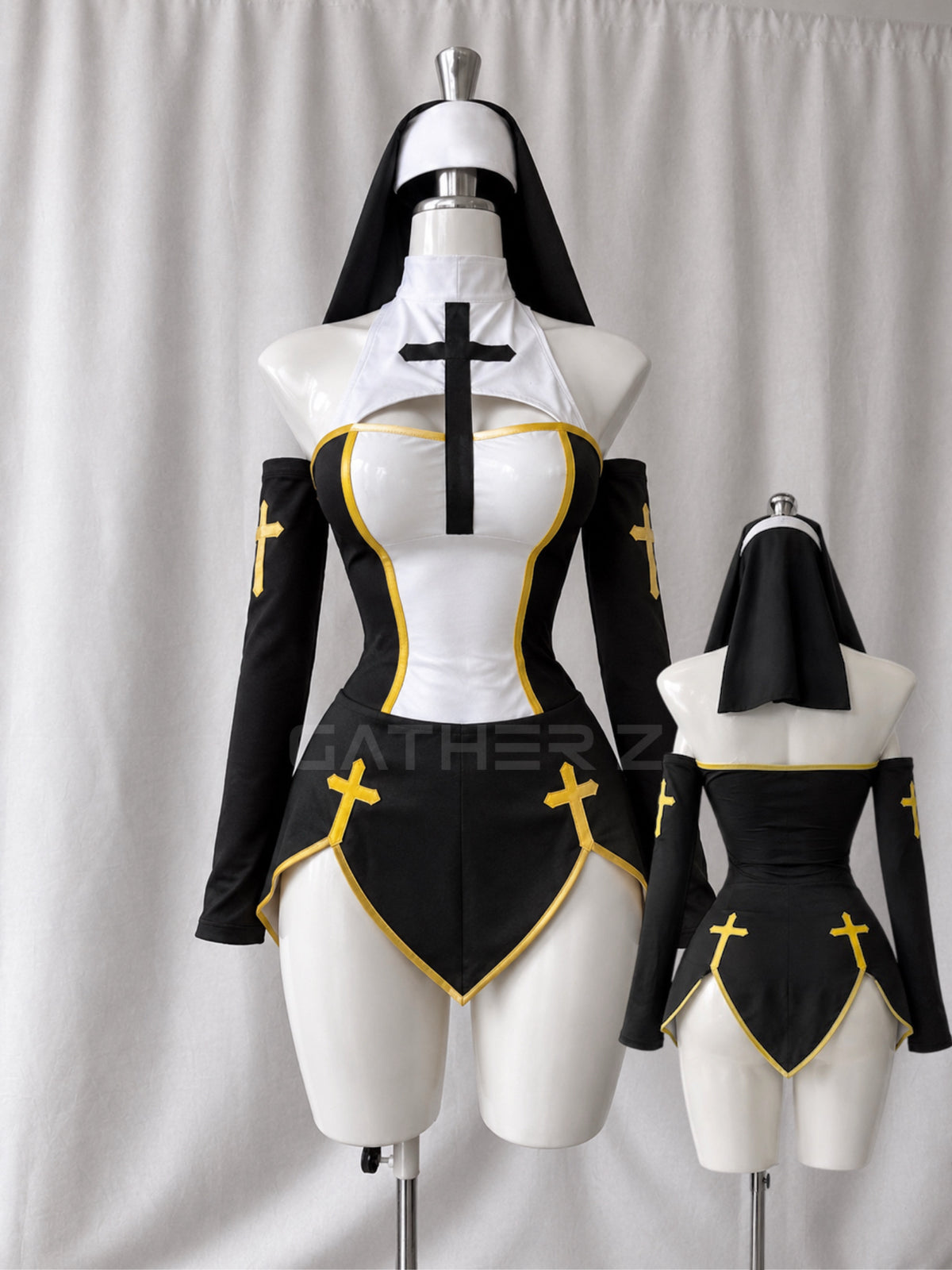 Disfraz monja ( diadema, vestido, mangas, medias )
