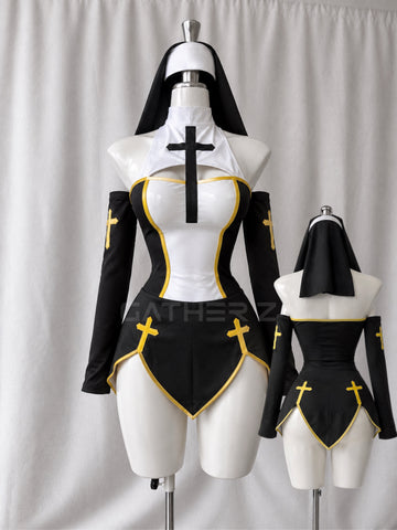 Disfraz monja ( diadema, vestido, mangas, medias )