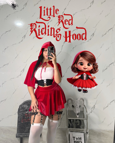 Disfraz Caperucita Roja ref 02 (capa, falda, top, corsé)