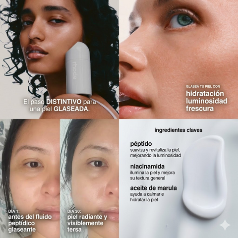 Rhode Fluido de péptidos con efecto glaseado y gel hidratante